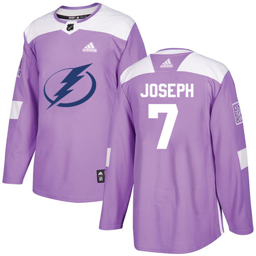 Adidas Tampa Bay Lightning 7 Mathieu Joseph Purple Authentic Fights Cancer Youth Stitched NHL Jersey